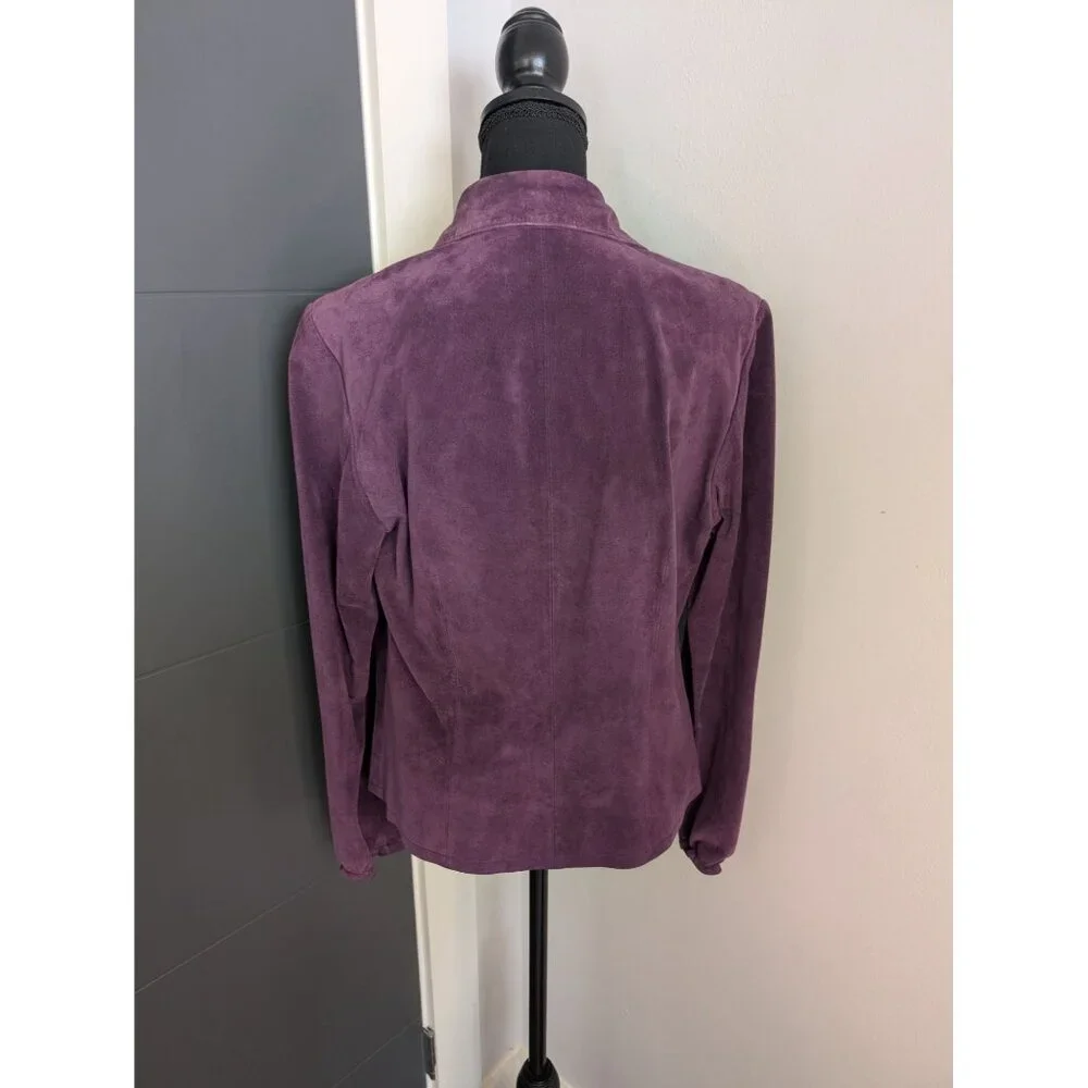 y2k‎ Revue Purple Suede Ruched Button Front Jacket - Medium